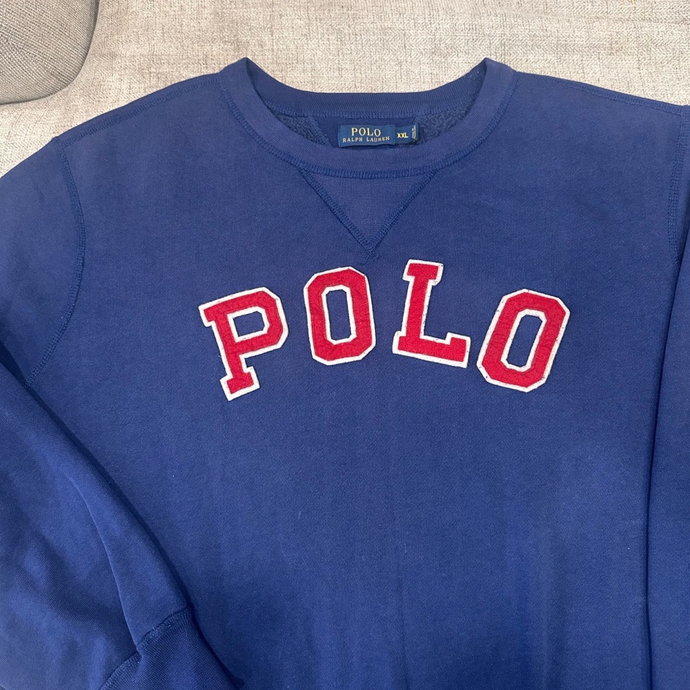 Vintage Polo by Ralph Lauren Men's Navy Crewneck Sweater